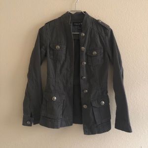 Forever 21 Grey Military Jacket W/Crested Buttons